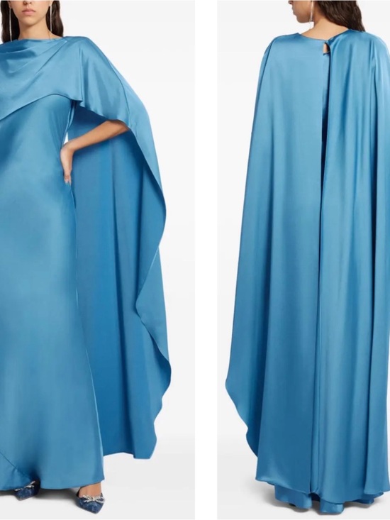 Jonathan Simkhai Dresses & Skirts - JONATHAN SIMKHAI Izel Cape Satin Blue Maxi Dress Size 4